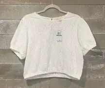 Michael Kors white textured crop top size L