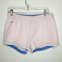 SOUTHERN MARSH Womens Sz 2 Brighton Shorts Seersucker Pink White Blue Trim
