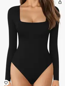 Women's Square Neck Long Sleeve Tops Bodysuit