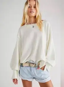 Free People  Anthropologie Large Sweatshirt Top Sweater Camden White Pullover