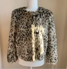 J. Crew Faux Fur Snow Leopard Cropped Jacket