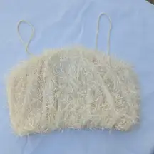 Sunday In Brooklyn By Anthropologie Cream Fuzzy Crop Top