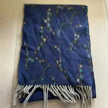 Amicale Cashmere Floral Paisley Fringe Soft Preppy Coastal Cottagecore Scarf