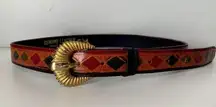 Vintage Statement Belt Womens Small/Medium Diamond Native Southwest Leather