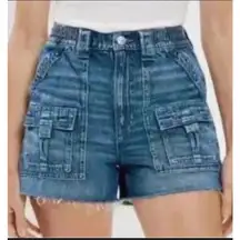 Y2K 90 American Eagle Sz 18 Hi-Rise Festival Distressed Jean Shorts‎ Boho Grunge