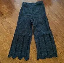 Jade Johnny Was Black Boho Wide Leg High Rise Linen Pants