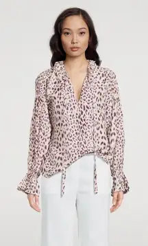 Equipment Femme Silk Farrah Peasant Leopard Blouse‎ Woman Size Small New