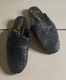 SAM EDELMAN Black Leather Woven Mules Flats Size 6