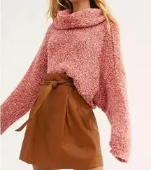 FREE PEOPLE BFF Cowl Neck Oversized Boxy Sweater Scarlet Flame Red Size Small