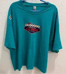 Custom Cropped Gildan Teal Las Vegas Welcome T-Shirt