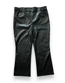 New Michael Kors Faux Leather Pull-On Black Vegan Pants Stretch XL MSRP $125.00