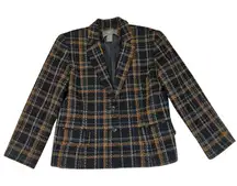Vintage Norton Mcnaughton Tweed Blazer Jacket‎ Two Button Black Brown Women's 8P
