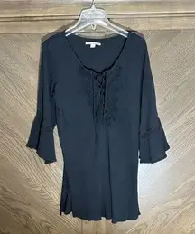 O'Neill Black Salt Water Solid Long-Sleeve Swim Dress Cover-Up Size L