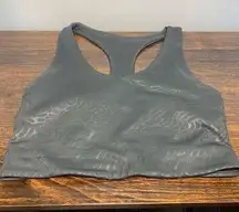 Zella Z by  Women's Animal Print Sleeveless Sports Bra Dark Charcoal Gray Size XS