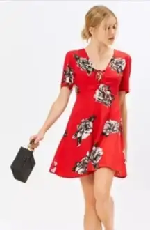 Volcom April March Floral Dress Cute Criss Cross Tie in Front Coastal Size S