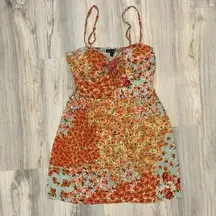 As U Wish Women’s Floral Sleeveless Button Tie-Front Mini Skater Dress Size M