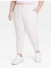 NWT  Beige High Rise Taper Pant Elastic Waist Drawstring Size 2XL