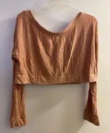 Pacsun Womens Crop Cropped Sweater M Burnt Orange Rust Small Grid Textured Print