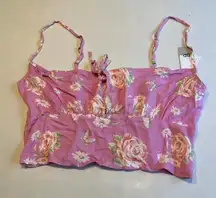 BP Womens Small Floral Print Tie Front Cami Top Adjustable‎ Straps Pink Women's