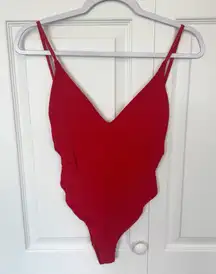 ZARA Red V-Neck bodysuit/swimsuit- SMALL