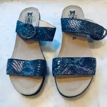 Mephisto Nadia Wedge Sandals‎ Snakeskin Leather Comfort Slides Size 37