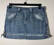 Vintage Y2K Express‎ Mini Denim Cargo Jean Skirt Grunge Skater 8