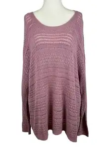 J‎ Jill Crochet Open Weave Pink Pullover Sweater Sz L | Beachy Coastal Grandma