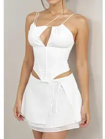 HOUSE OF CB Set Orla Corset & Clarice Skirt, White, Medium