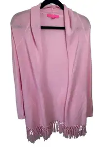 Lilly Pulitzer‎ Tatum Cardigan Coral Long Sleeve Tassels SZ XS Lightweight Flowy