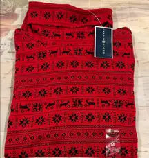 Karen Scott Red and Black Festive Women’s Turtleneck Top