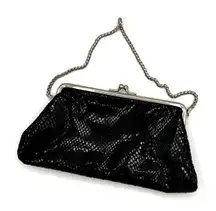Y2K Kenneth Cole Reaction Black Textured Clutch w/  removable Silver Chain Strap