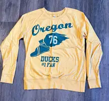 University T Oregon Ducks #1Fan Yellow Long Sleeve T-Shirt Medium