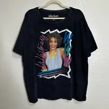 Whitney Houston Black Mineral Wash Short Sleeves Band Tee, Size XXL