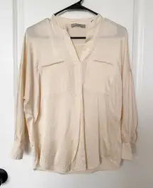 Vince Womens Classic Ivory Silk Blouse Size Small Capsule Minimalist Soft Luxury