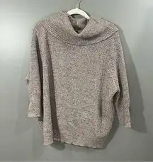 Chico’s size 2 tan cowl neck dolman sleeve sweater 3/4 length sleeve