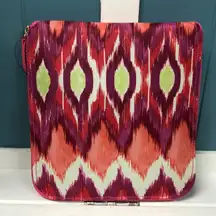 Chico's Large Packable Ikat Tote Fold Up Bag Zipper Pink Double Strap Carryall‎
