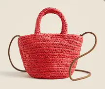 J.Crew Small Malta handwoven straw bag Ripe Raspberry
