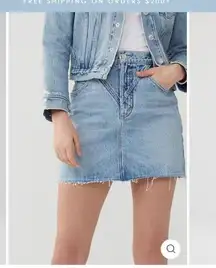 Agolde Denim Skirt Womens 30 High Rise Raw Hem Mini Hipster