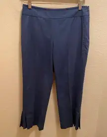 Akris Punto Blue Cropped Pleated Hem Pants Size 6