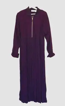 1/4 Zip Sweatshirt and Pleated Bottom Dress Plum. Size Large