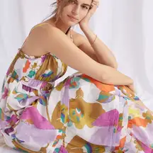 Anthropologie Floral Multicolor layered Maxi Dress XL