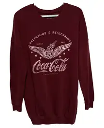 Coca-Cola Delicious & Refreshing Women's Burgundy Long Sleeve Sweatshirt‎ Size L