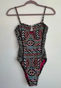 La Blanca "La Azteca" Bandeau One Piece Swimsuit Convertible Straps‎ Size 8