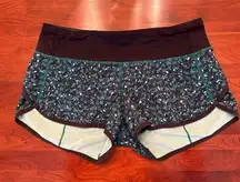 Lululemon Run: Speed Short *4-way Stretch Mountain Peaks Black Forage Teal Sz 4