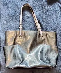 Michael  Monogrammed Shiny Gold Medium-sized Shoulder Bag