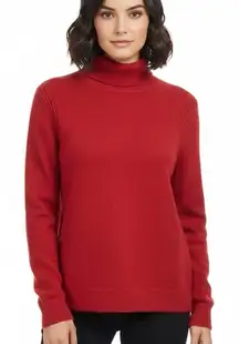 A New Day Turtleneck Sweater Womens M Red Knit Fuzzy Cozy Minimalist Holiday