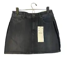 Zara Faded Black Mid Rise Cotton Blend Denim Jean Classic Mini Skirt Women Sz M