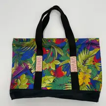 Vintage Bag Tropical Parrot Bird Tote Bahamas Preloved Green Retro Palm Leaves‎