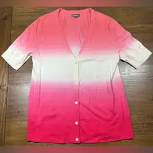 Eddie Bauer Women's Size PL Dip-Dye Pink Ombre Button Cardigan