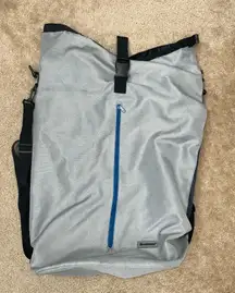 Brookstone Roll Top Laundry Sack Backpack w/ Straps - Gray/Blue 